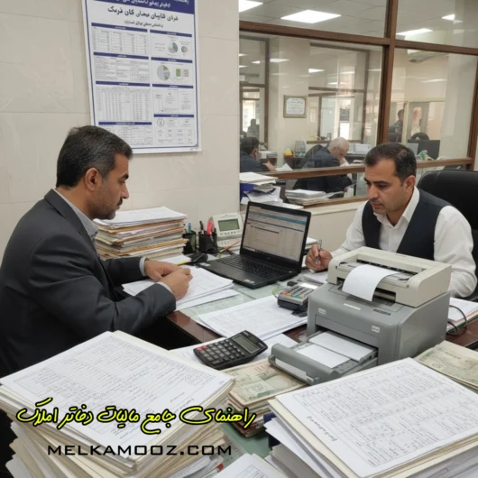 جامع‌ترین راهنمای مالیات مشاور املاک ۱۴۰۴. صفر تا صد محاسبه مالیات کارتخوان، ضریب اینتاکد، سامانه مودیان و VAT (ارزش افزوده) را در ملک آموز بخوانید.